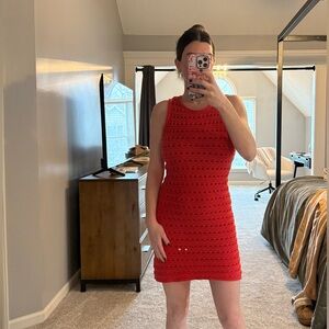 Lulus Crochet Mini Dress in Red
